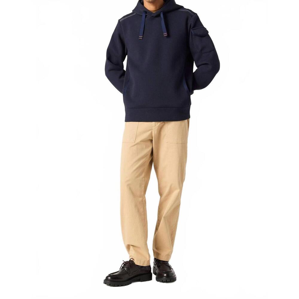 NEW PARAJUMPERS ike fleece hoodie in blue navy